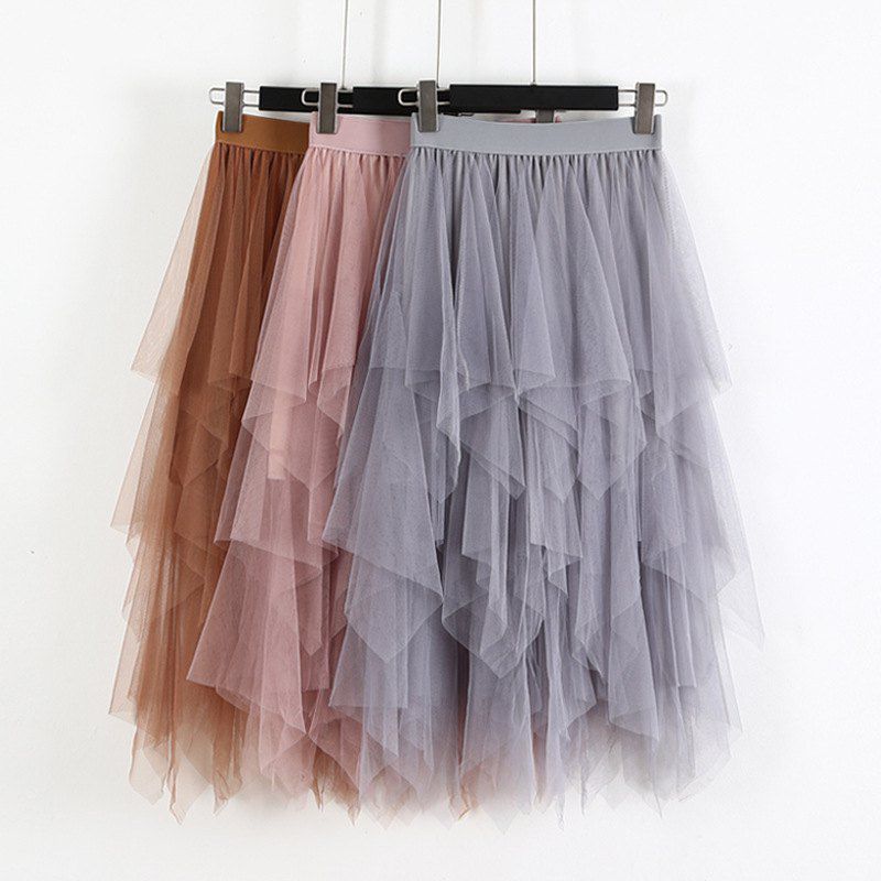 Title 1, Women High Waist Ruffles Mesh Long Tulle Skirt ...